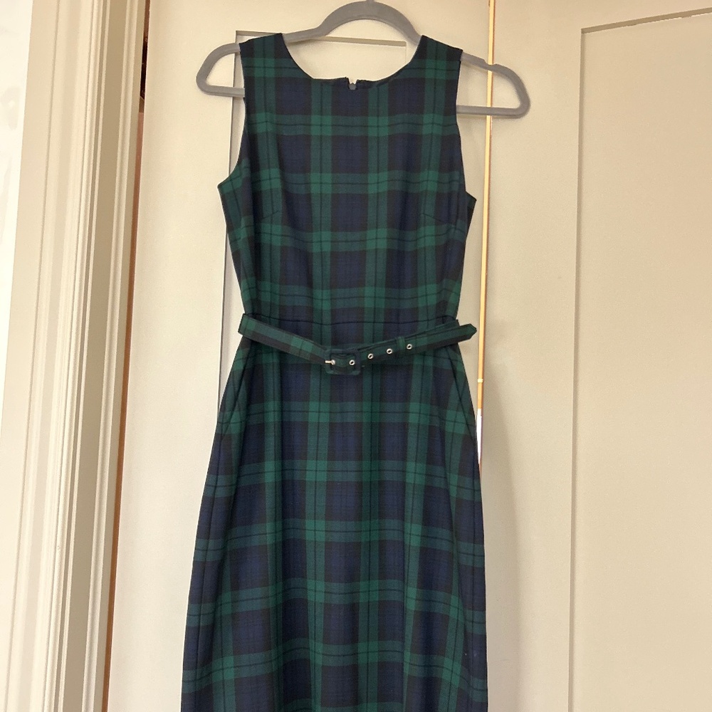 J Crew Wool Tartan Sheath Dress with Belt